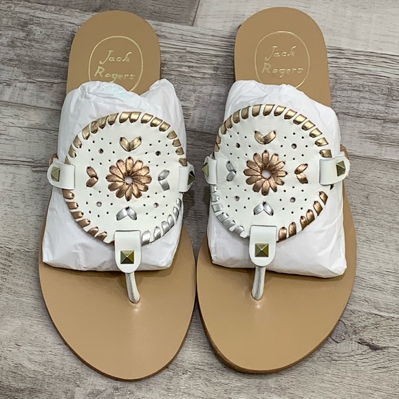 Jack Rogers Georgica Thong Sandals -White Metallic - Picture 5 of 8